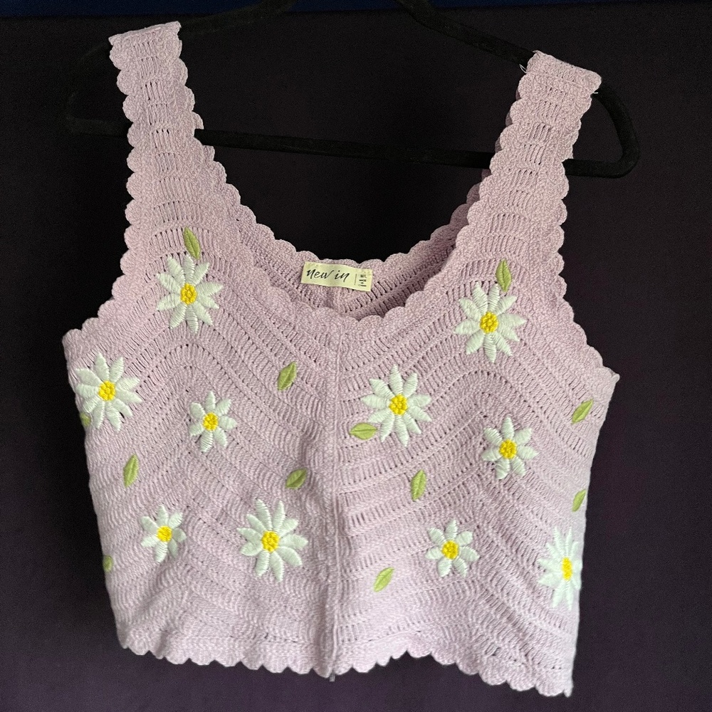 Knit Floral Crop